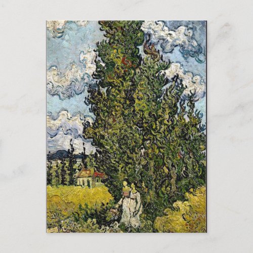 Van Gogh _ Cypresses with Two Women Postcard