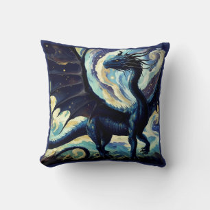 Van Gogh Dragon Night And Day Throw Pillow