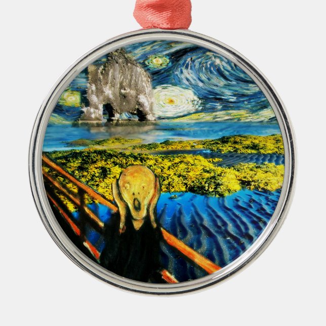 Van Gogh Edvard Meets Vincent Starry Night Metal Ornament (Front)