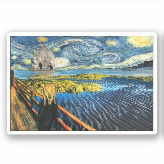 Van Gogh Edvard Meets Vincent Starry Night Sticker (Front)