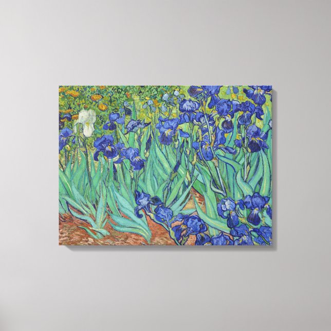 Van Gogh Famous Blue Irises Floral Oil Painting Canvas Print (Front)