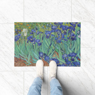 Van Gogh Famous Blue Irises Floral Oil Painting Doormat