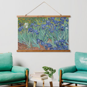 Van Gogh Famous Blue Irises Floral Oil Painting Hanging Tapestry
