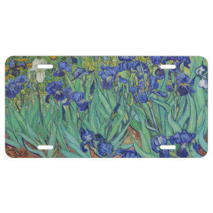 Van Gogh Famous Blue Irises Floral Oil Painting License Plate