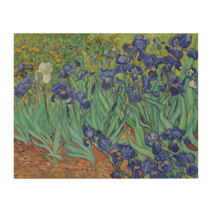 Van Gogh Famous Blue Irises Floral Oil Painting Wood Wall Art