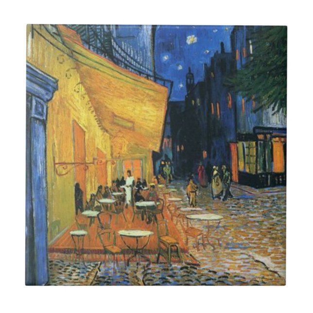 Van Gogh  Famous painting Cafe Terrace at Night Ceramic Tile (Front)