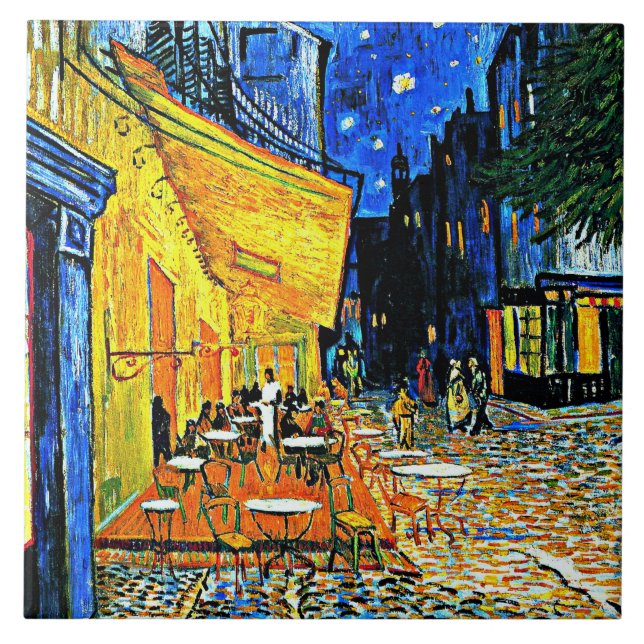 Van Gogh famous painting, Cafe Terrace, Ceramic Tile (Front)