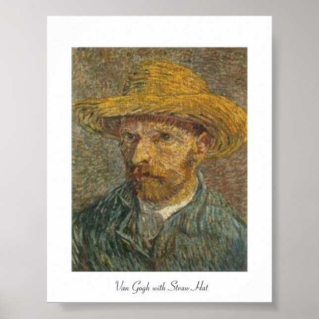 Van Gogh Famous Painting with Straw Hat, Poster (Front)