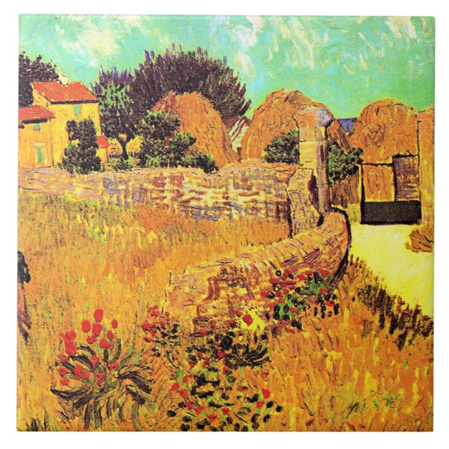 Van Gogh - Farmhouse in Provence Ceramic Tile (Front)