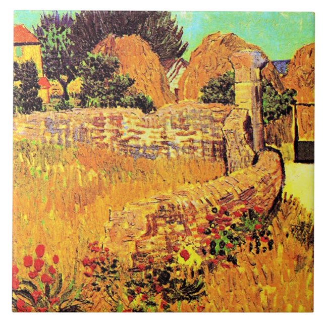 Van Gogh - Farmhouse in Provence Ceramic Tile (Front)