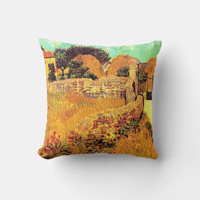 Van Gogh - Farmhouse in Provence Throw Pillow (Front)