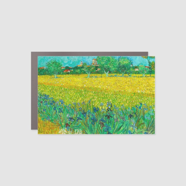 Van Gogh Field with Irises Near Arles Car Magnet (Front)