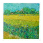 Van Gogh Field with Irises Near Arles Ceramic Tile<br><div class="desc">Ceramic Tile featuring Vincent van Gogh’s oil painting Field with Irises Near Arles (1888). Beautiful blue irises decorate the golden fields in Arles,  France. A marvelous gift for lovers of Post-Impressionism and Dutch art collectors!</div>