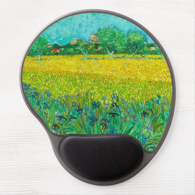 Van Gogh Field with Irises Near Arles Gel Mouse Pad (Front)