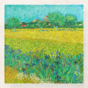Van Gogh Field with Irises Near Arles Glass Coaster