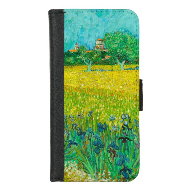 Van Gogh Field with Irises Near Arles iPhone Wallet Case (Front)
