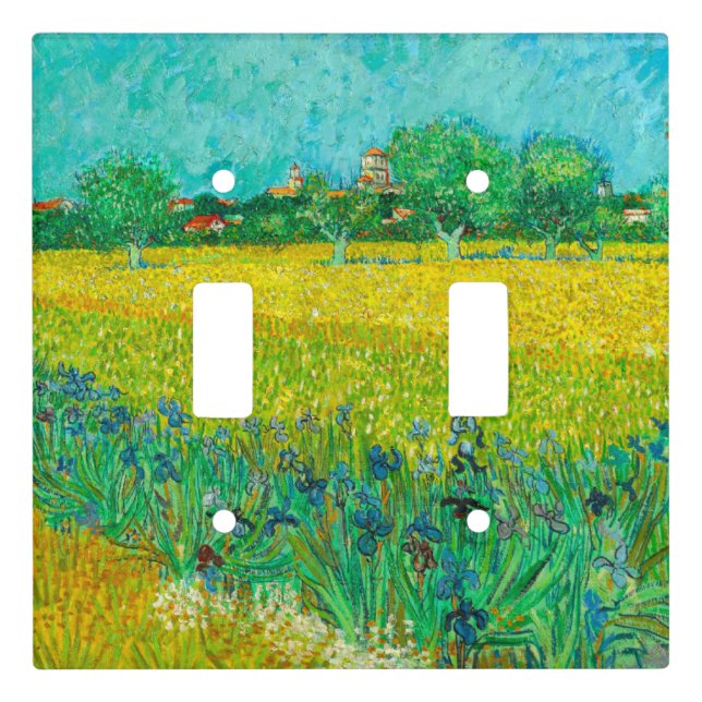 Van Gogh Field with Irises Near Arles Light Switch Cover (Front)