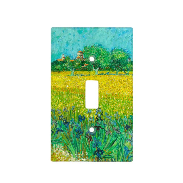 Van Gogh Field with Irises Near Arles Light Switch Cover (Front)