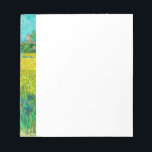 Van Gogh Field with Irises Near Arles Notepad<br><div class="desc">Notepad featuring Vincent van Gogh’s oil painting Field with Irises Near Arles (1888). Beautiful blue irises decorate the golden fields in Arles,  France. A marvelous gift for lovers of Post-Impressionism and Dutch art collectors!</div>