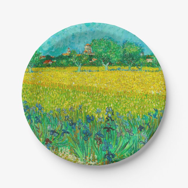 Van Gogh Field with Irises Near Arles Paper Plates (Front)