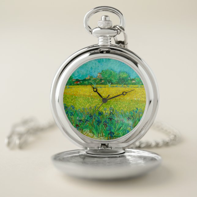 Van Gogh Field with Irises Near Arles Pocket Watch (Inside)
