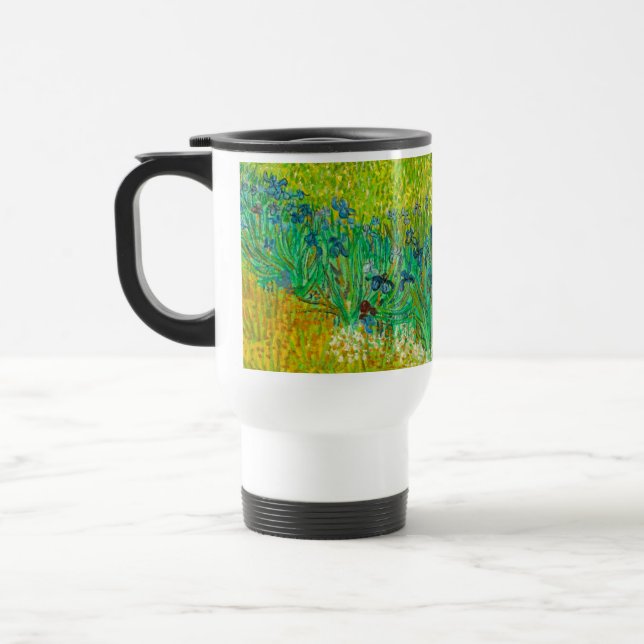 Van Gogh Field with Irises Near Arles Travel Mug (Left)