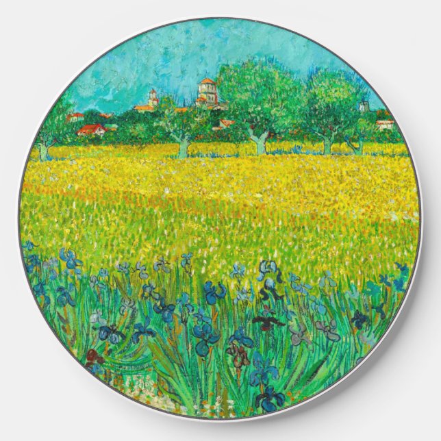 Van Gogh Field with Irises Near Arles Wireless Charger (Front)