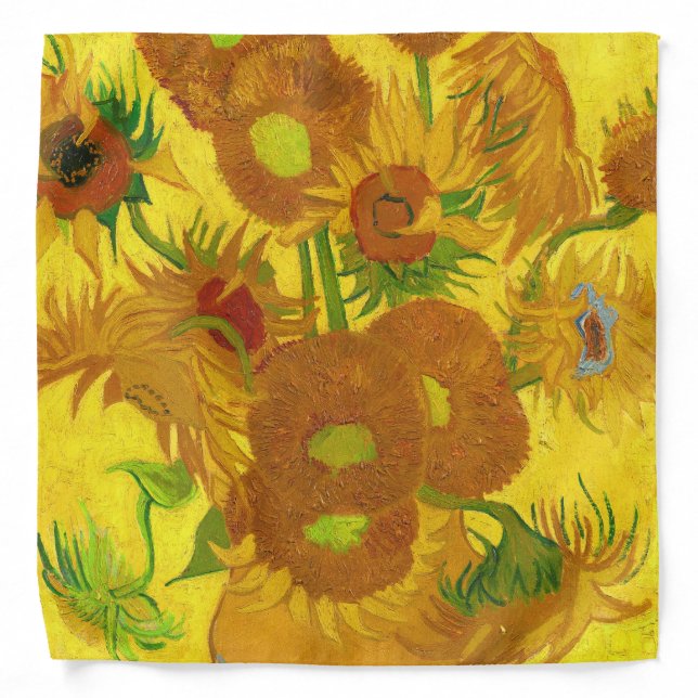 Van Gogh Fifteen Sunflowers In A Vase Fine Art Bandana (Front)