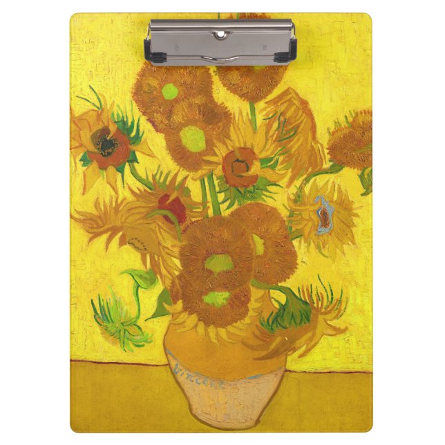 Van Gogh Fifteen Sunflowers In A Vase Fine Art Clipboard (Front)