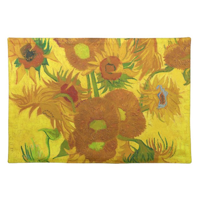 Van Gogh Fifteen Sunflowers In A Vase Fine Art Cloth Placemat (Front)