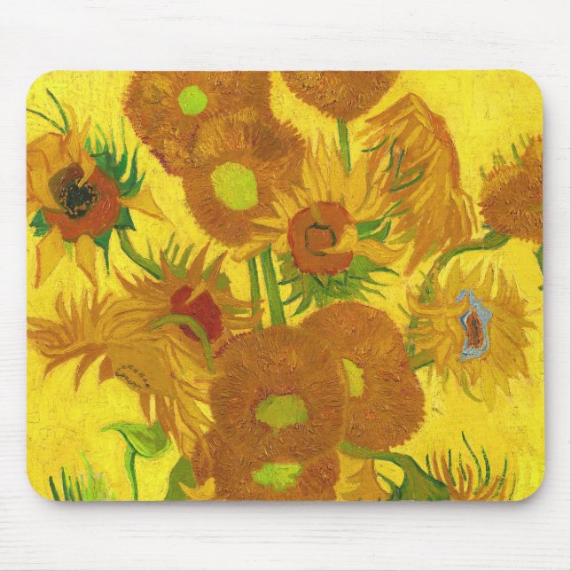 Van Gogh Fifteen Sunflowers In A Vase Fine Art Mouse Pad (Front)
