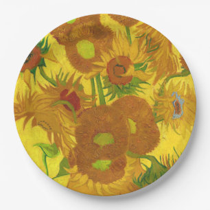 Van Gogh Fifteen Sunflowers In A Vase Fine Art Paper Plates