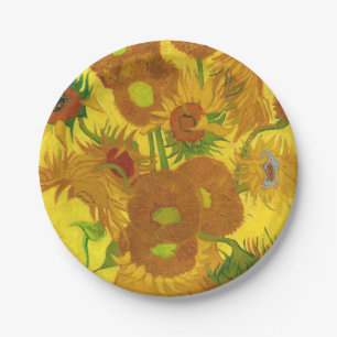 Van Gogh Fifteen Sunflowers In A Vase Fine Art Paper Plates