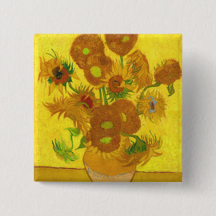 Van Gogh Fifteen Sunflowers In A Vase Fine Art Pinback Button