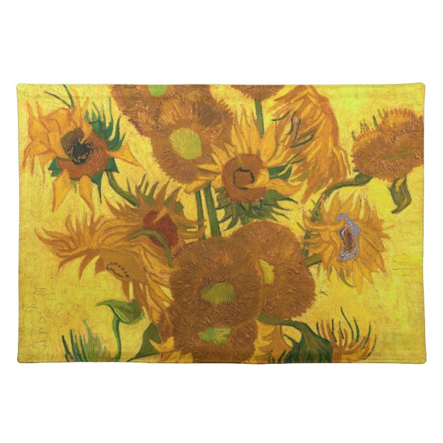 Van Gogh Fifteen Sunflowers In A Vase Fine Art Placemat (Front)
