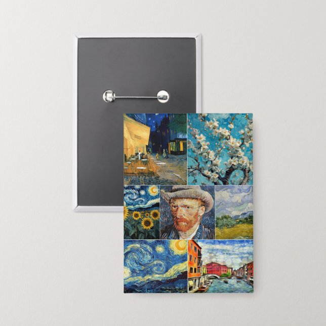 Van Gogh Fine Art Collage Button (Front/Back)