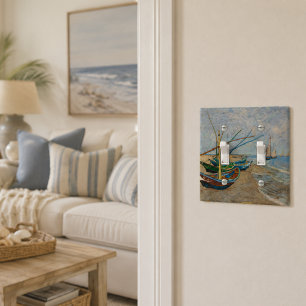 Van Gogh Fishing Boats Coastal Blue Yellow Art Light Switch Cover
