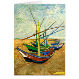 Van Gogh Fishing Boats on Beach at Saintes Maries Cards