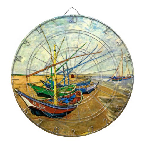 Van Gogh Fishing Boats on Beach at Saintes Maries Dartboard