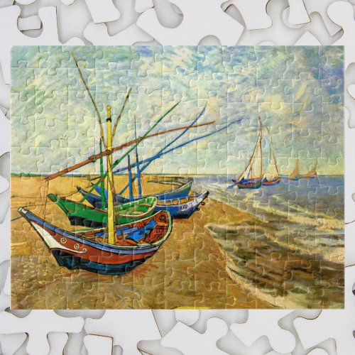 Van Gogh Fishing Boats on Beach at Saintes Maries Jigsaw Puzzle