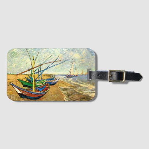 Van Gogh Fishing Boats on Beach at Saintes Maries Luggage Tag