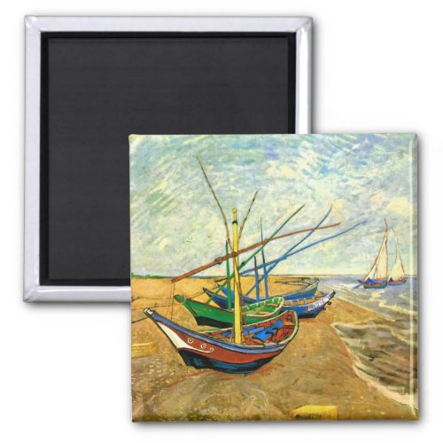 Van Gogh Fishing Boats on Beach at Saintes Maries Magnet