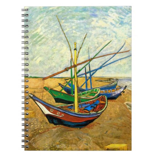 Van Gogh Fishing Boats on Beach at Saintes Maries Notebook