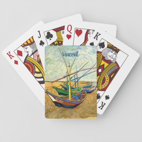 Van Gogh Fishing Boats on Beach at Saintes Maries Playing Cards