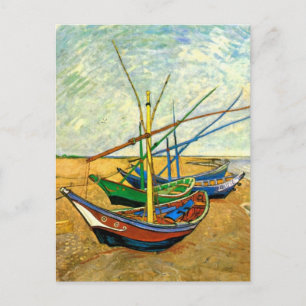 Van Gogh Fishing Boats on Beach at Saintes Maries Postcard