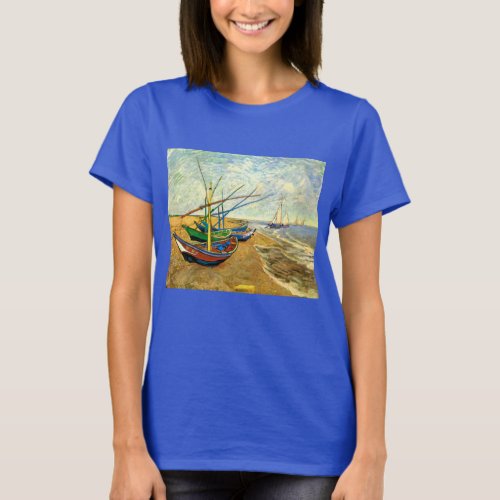 Van Gogh Fishing Boats on Beach at Saintes Maries T_Shirt