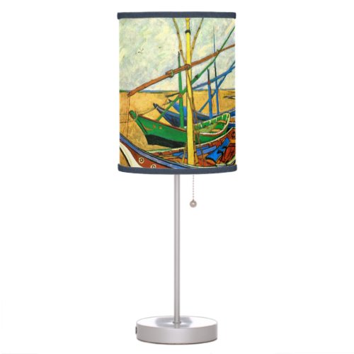 Van Gogh Fishing Boats on Beach at Saintes Maries Table Lamp