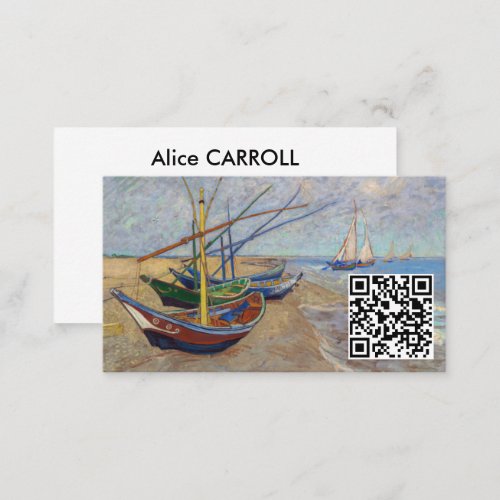 Van Gogh _ Fishing Boats on the Beach _ QR Code Business Card