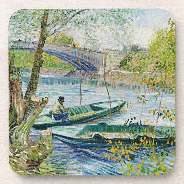 Van Gogh Fishing in Spring Beverage Coaster (Front)