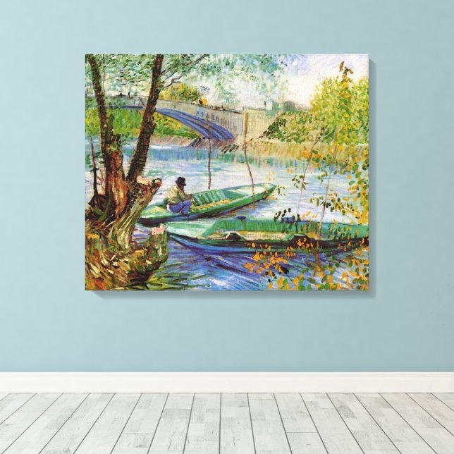 Van Gogh Fishing in the Spring, Pont de Clichy Canvas Print (Insitu(Wood Floor))